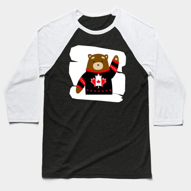 PATRIOTIC Canada Day Bear Gifts Baseball T-Shirt by SartorisArt1